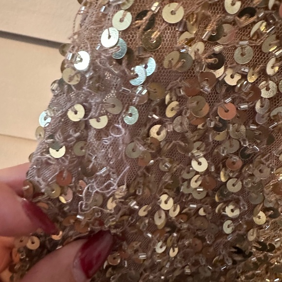 Mac Duggal Sequined Gold/Rose Dress size 8. - Picture 7 of 10
